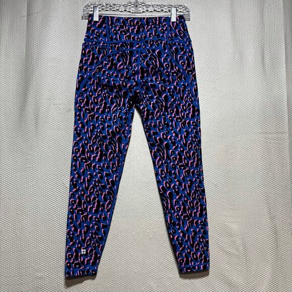 Sweaty Betty Power 7/8 Leggings US 6 Women's Blue Abstract Leopard Gym Yoga - Picture 10 of 11